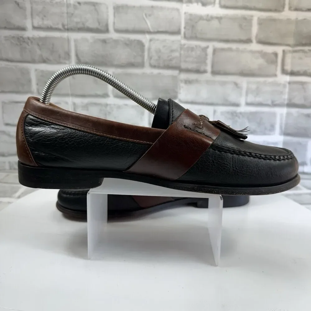 Cole Haan Men's 9 Black Brown Leather Slip Kiltie Tassel Loafer Casual Shoes